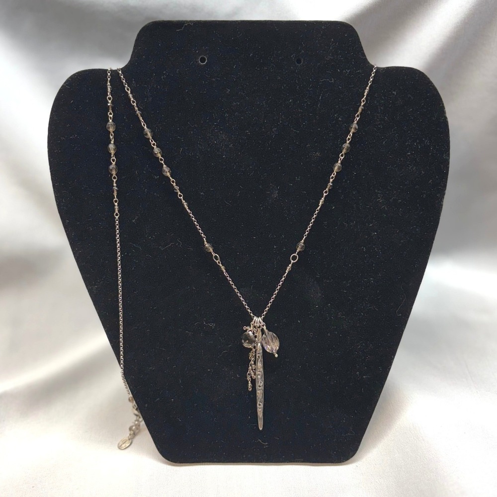 Chan Luu Spike Charm Necklace Womens OS Silver Smoky Quartz 925 Sterling